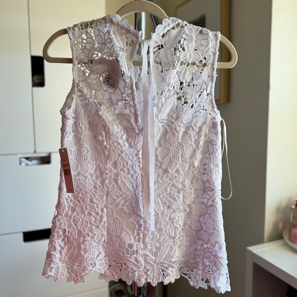 NWT Nanette Lepore Designer White Sleeveless Lace Spring Summer Top Size Small - Picture 5 of 13